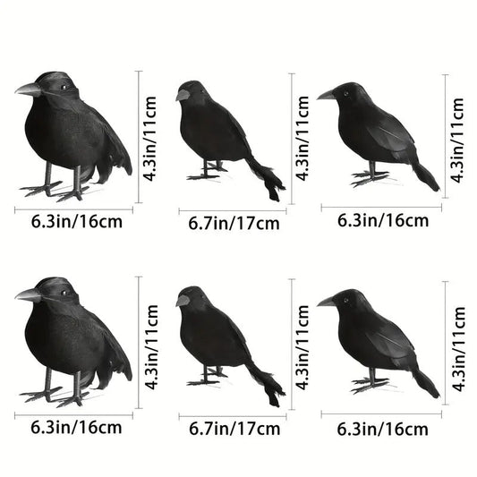 Crow Halloween Decorations Vintage Garden (6-Pack)